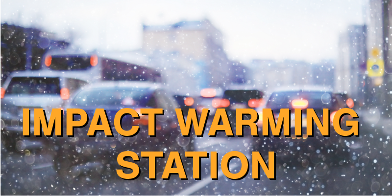 Banner with the words Impact Warming Station